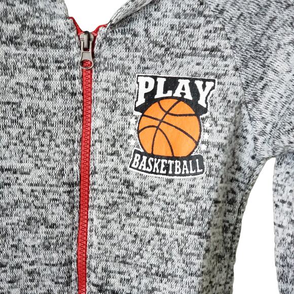 2 For $5 Sale Victory League Boys Gray Knit Basketball Hoodie Sweater Size 5|6 - Picture 4 of 8